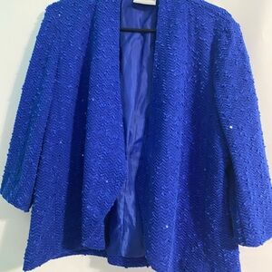 Alfred Dunner Royal Blue Textured Open-Front Jacket